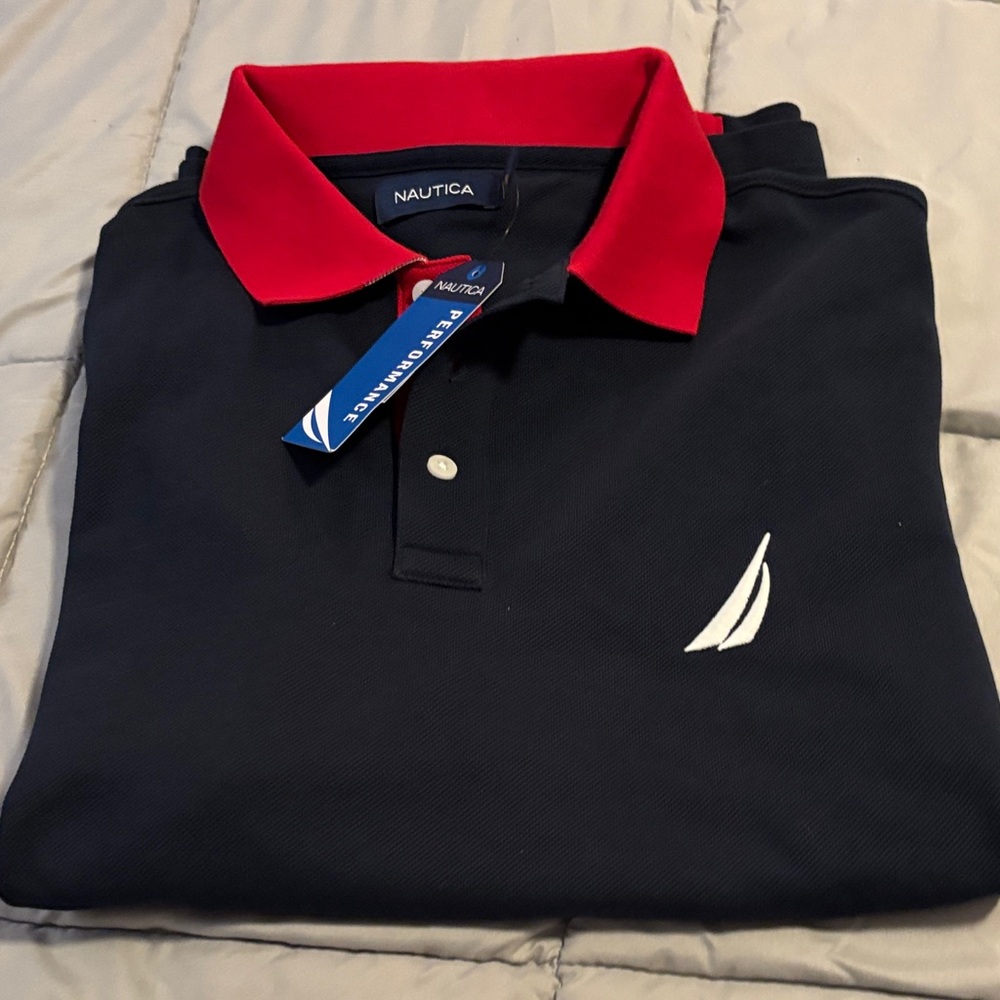 Nautica Navy Polo with Red Contrast Collar - Picture 11 of 14
